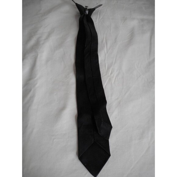 Vintage Black Blue Embroidered clip on Tie necktie - Picture 2 of 5